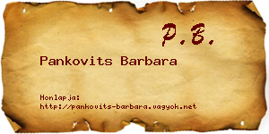 Pankovits Barbara névjegykártya